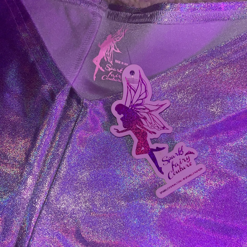 New Silver Holographic Rave Shorts - Picture 2 of 7